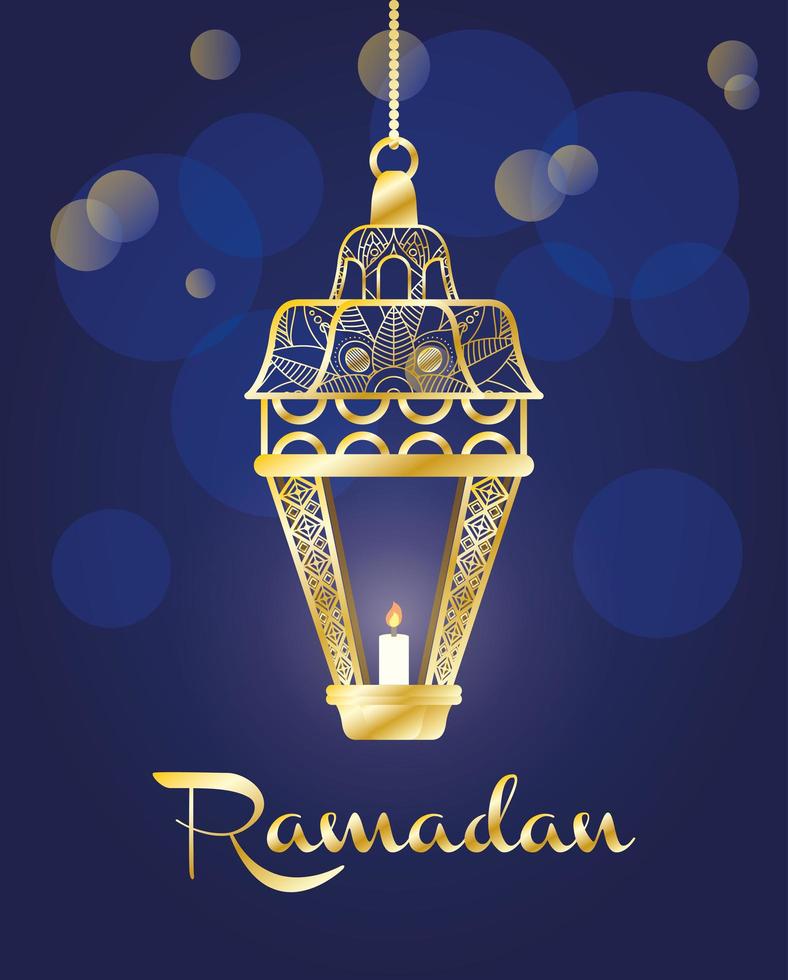 ramadan firande banner med guld lampa vektor