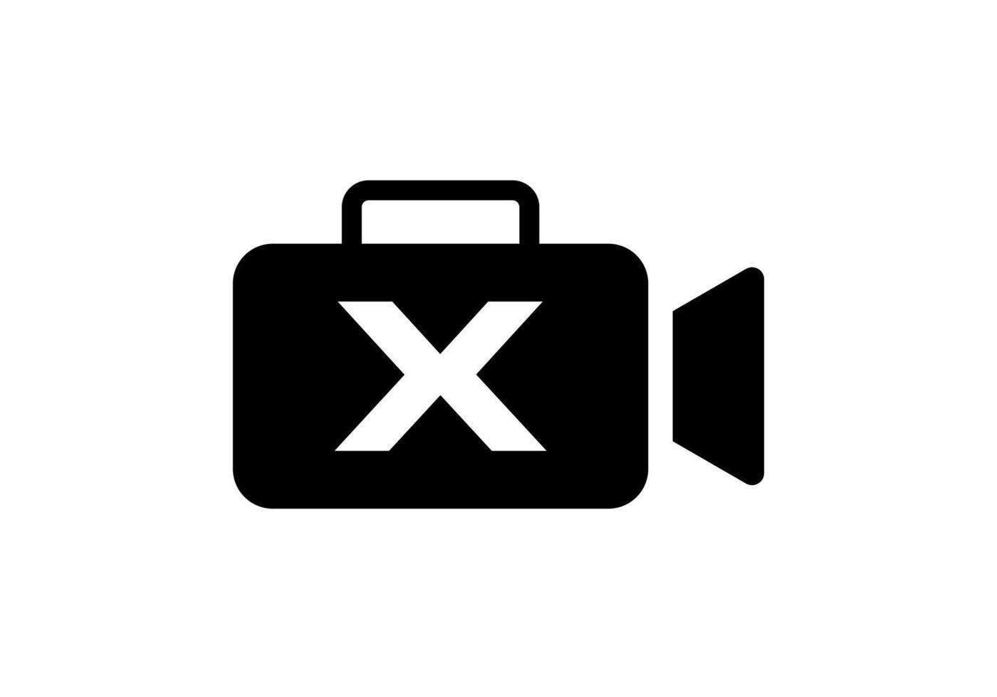 brev x filma video kamera logotyp design bio filma och videography tecken vektor