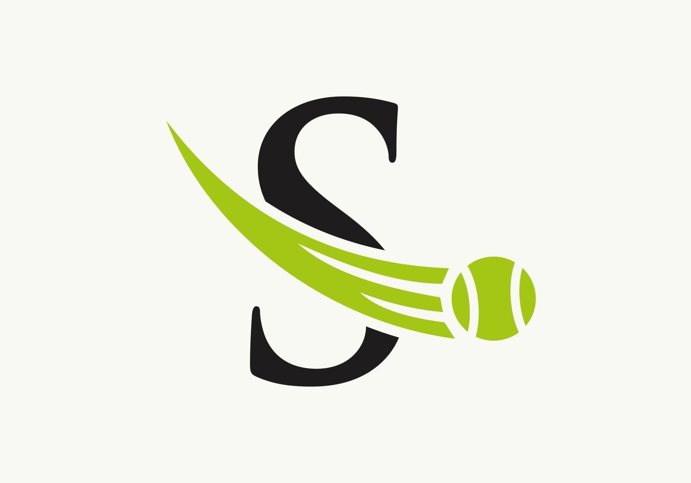 brev s tennis logotyp design mall. tennis sport akademi klubb logotyp vektor