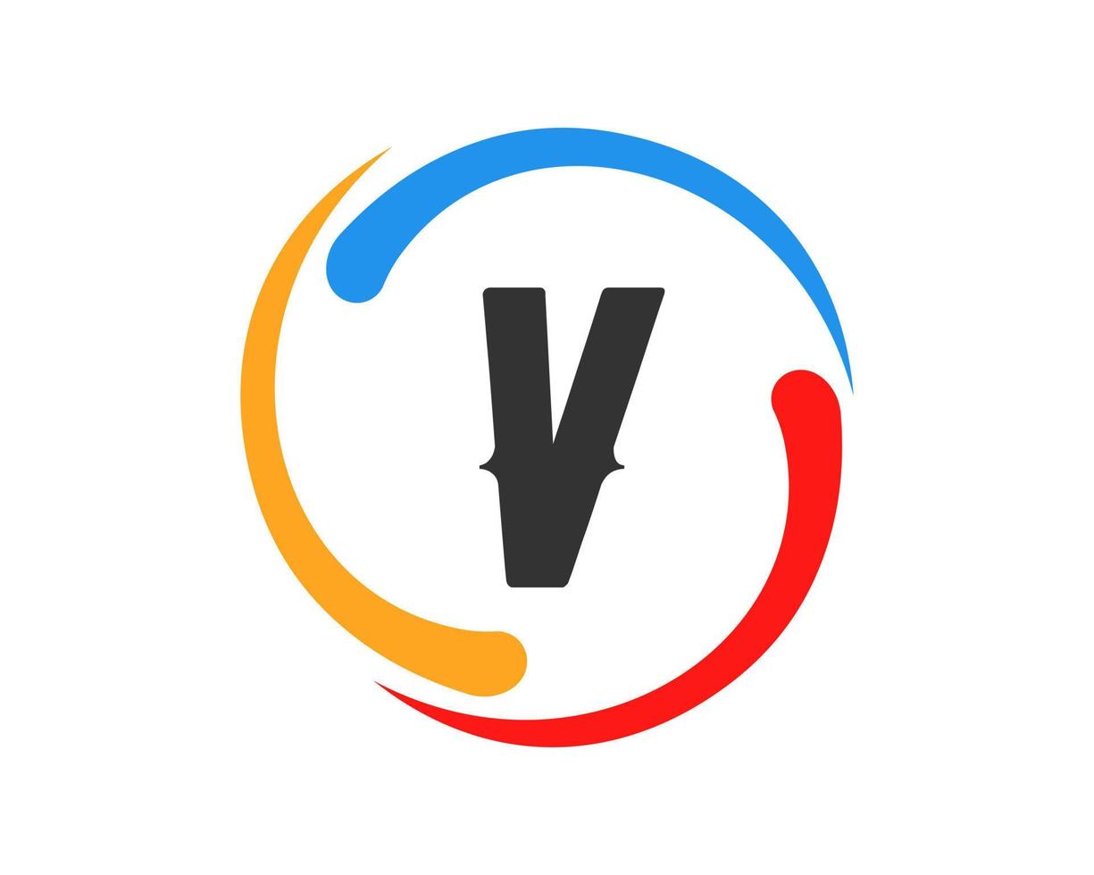 brev v teknologi logotyp design vektor