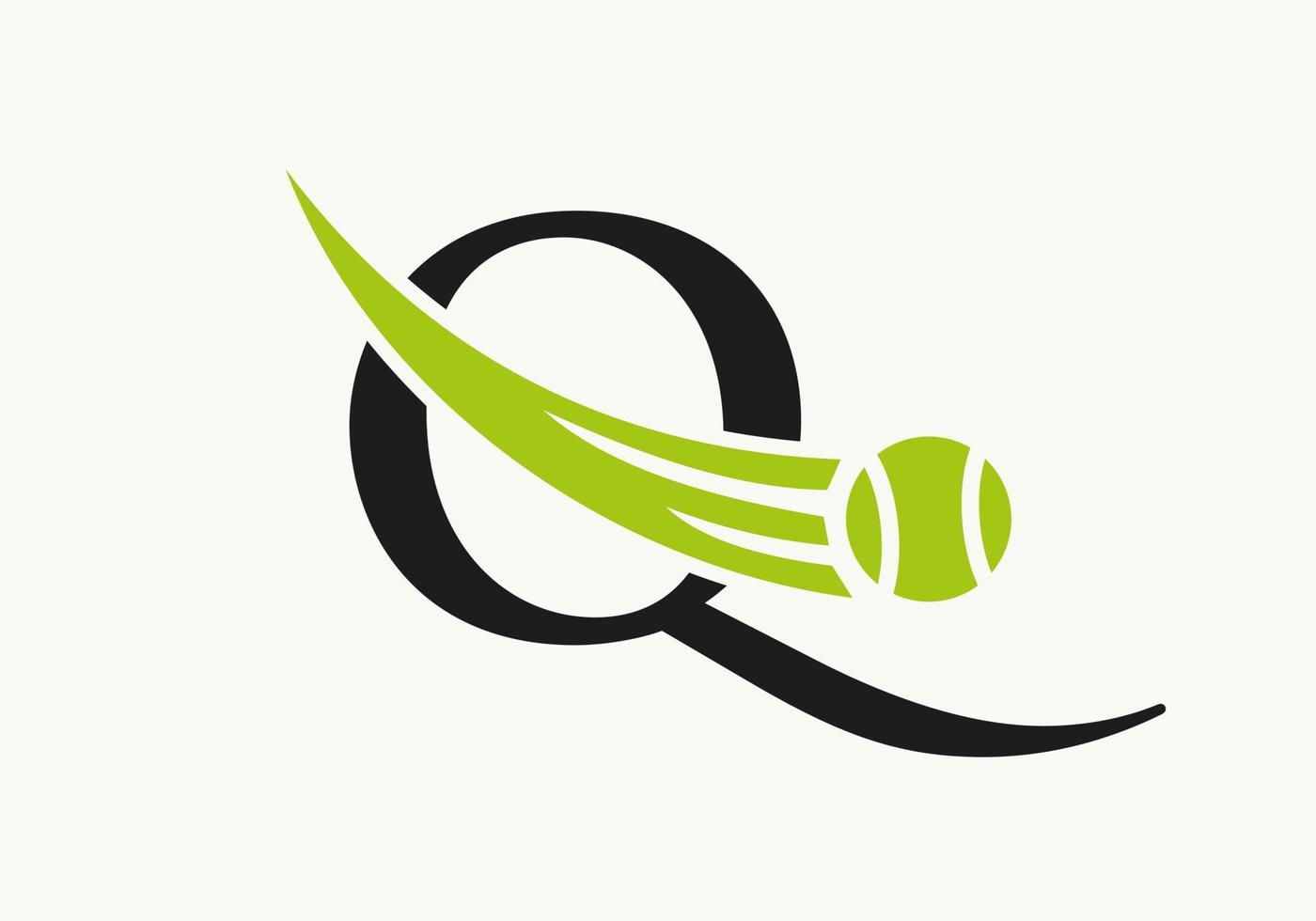 brev q tennis logotyp design mall. tennis sport akademi klubb logotyp vektor