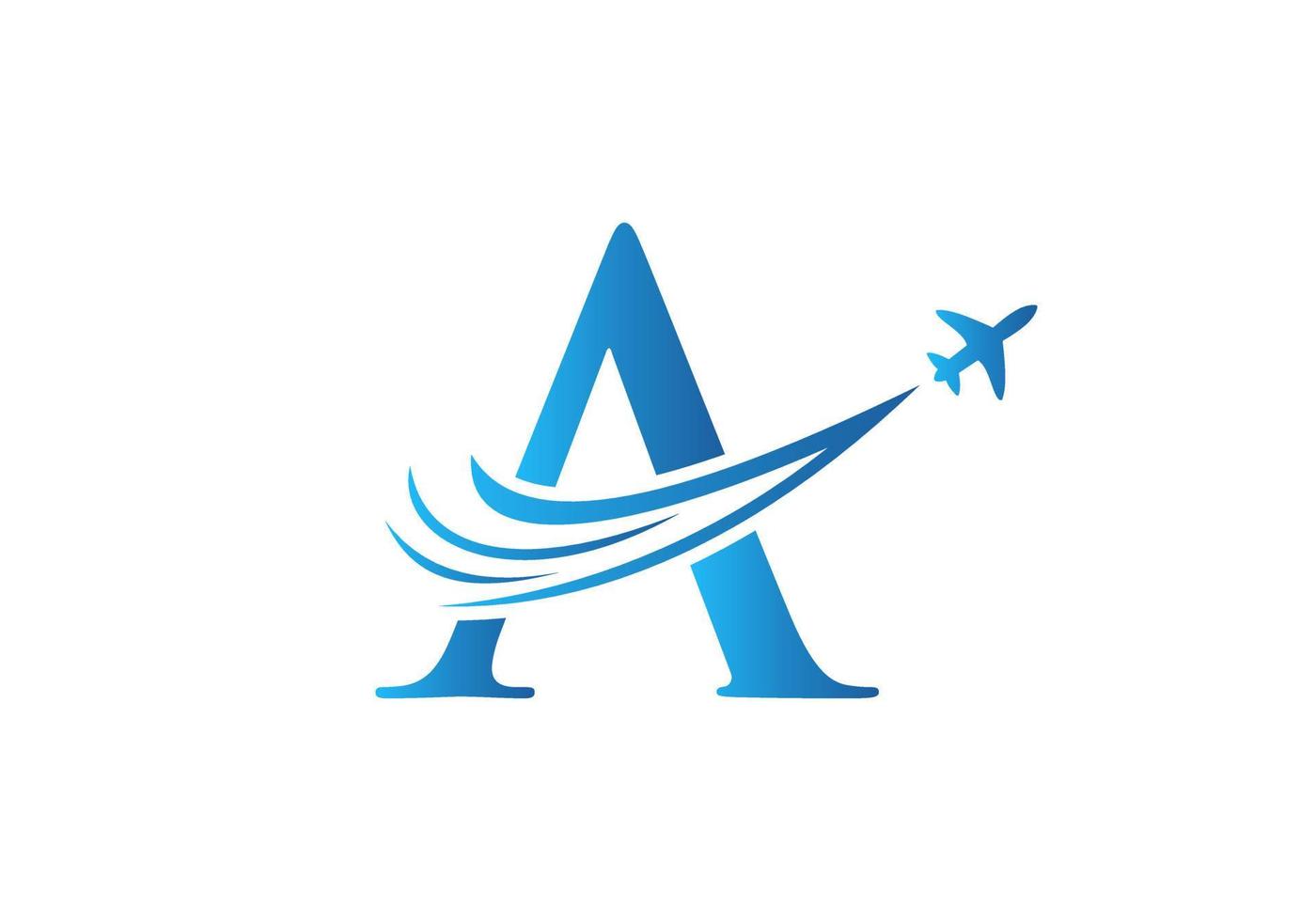 brev en resa logotyp design begrepp med flygande flygplan symbol vektor