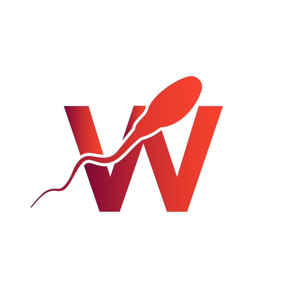 Buchstabe w Sperma-Logo. medizinisches Logo der Samenzellenbank vektor