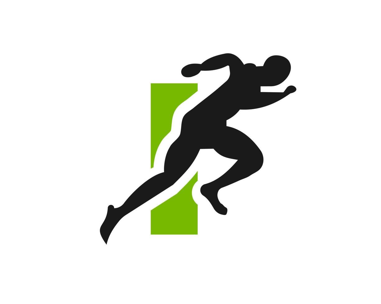 sport löpning man brev jag logotyp. löpning man logotyp mall för maraton logotyp vektor