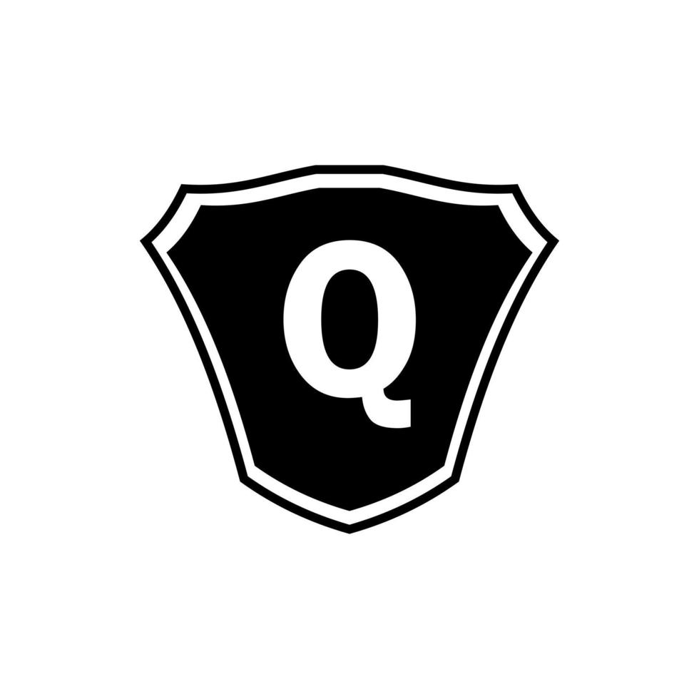 brev q skydda logotyp design vektor