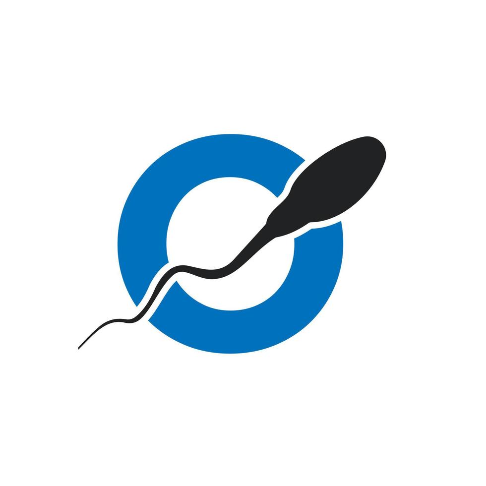 buchstabe o sperma-logo. medizinisches Logo der Samenzellenbank vektor