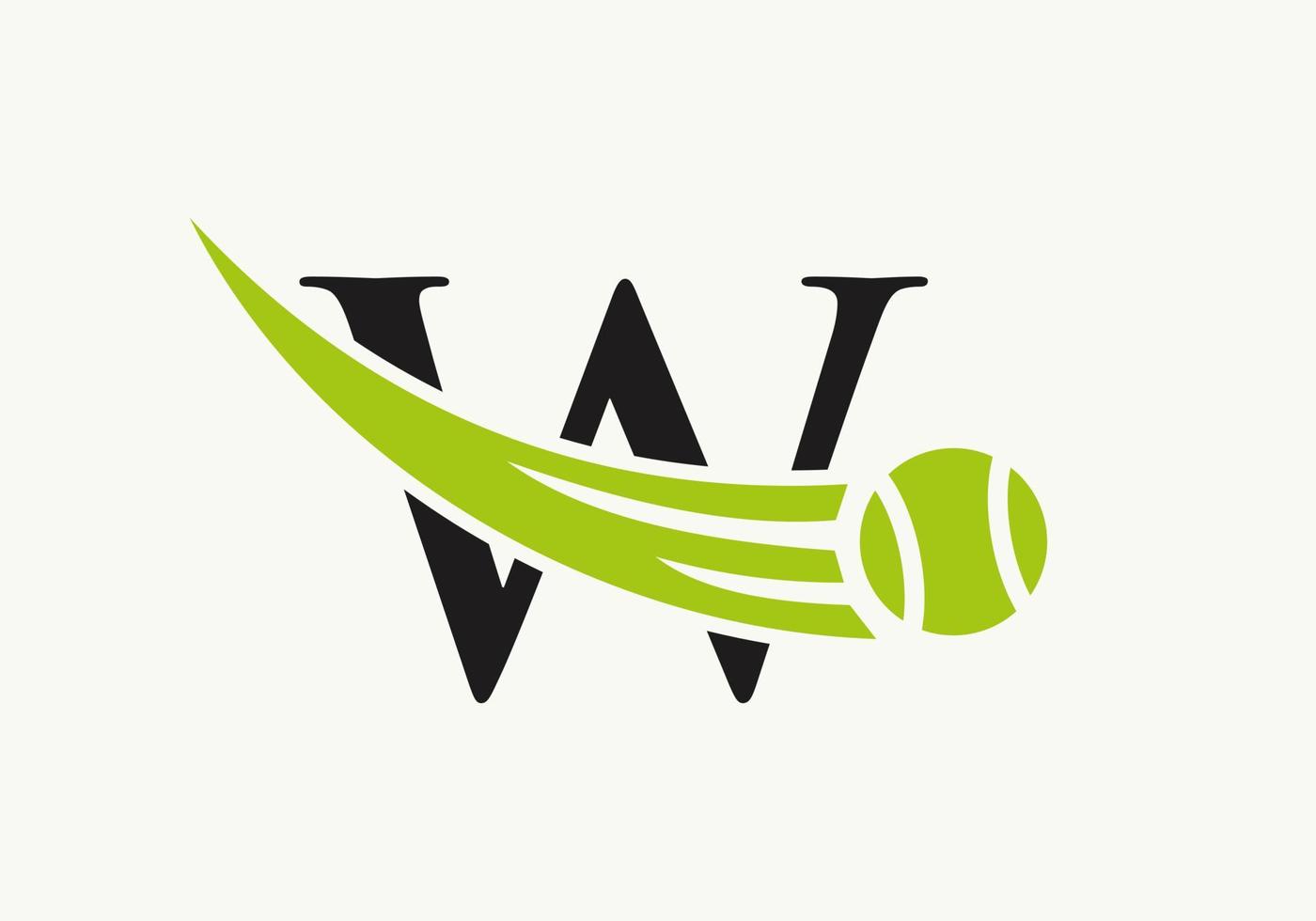 Buchstabe w Tennis-Logo-Design-Vorlage. Vereinslogo der Tennissportakademie vektor