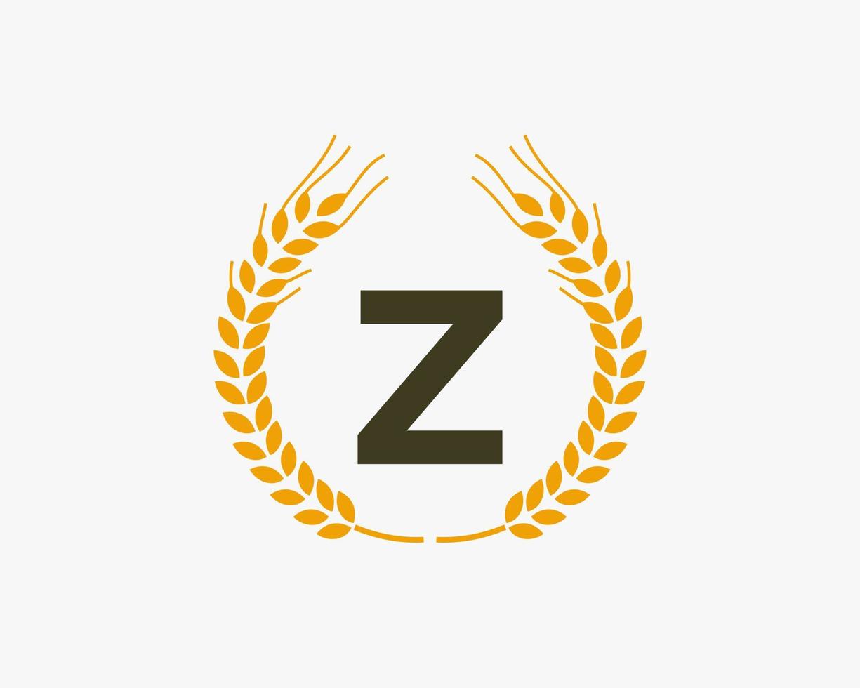 brev z lantbruk logotyp design med vete symbol vektor