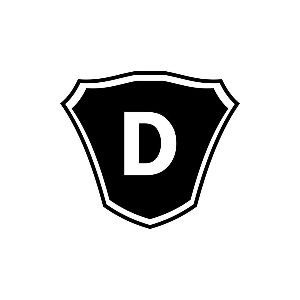 brev d skydda logotyp design vektor