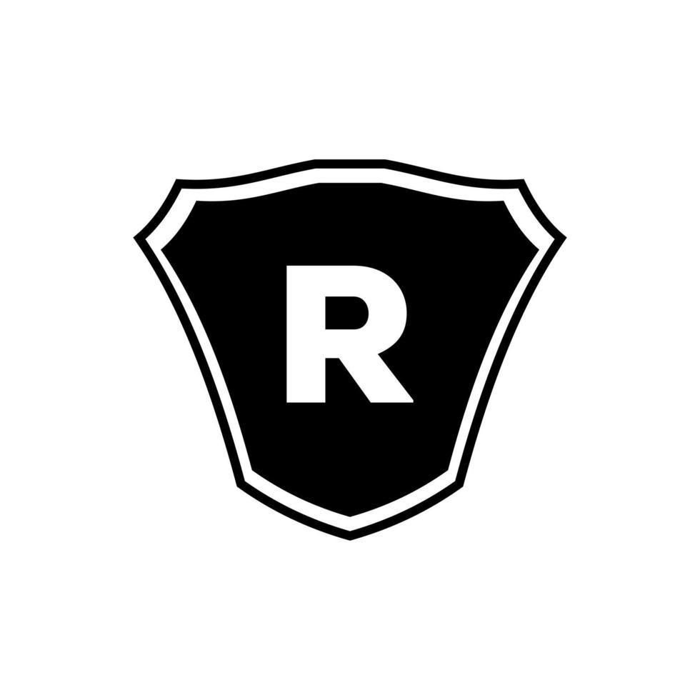bokstaven r sköld logotyp design vektor