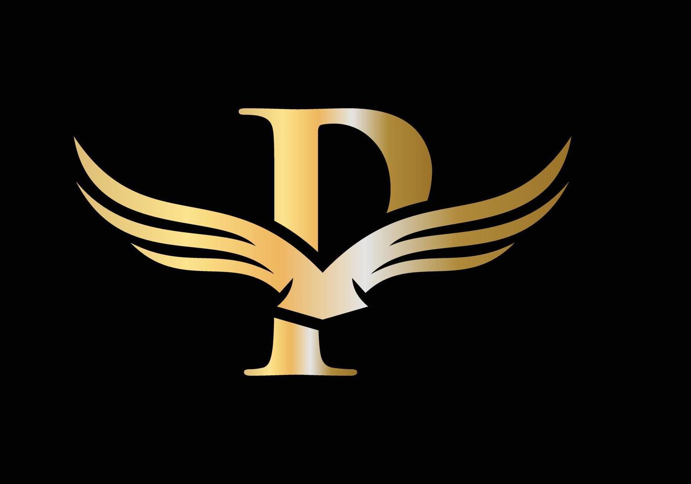 Buchstabe p Flügel Logo Design Vektor Vorlage