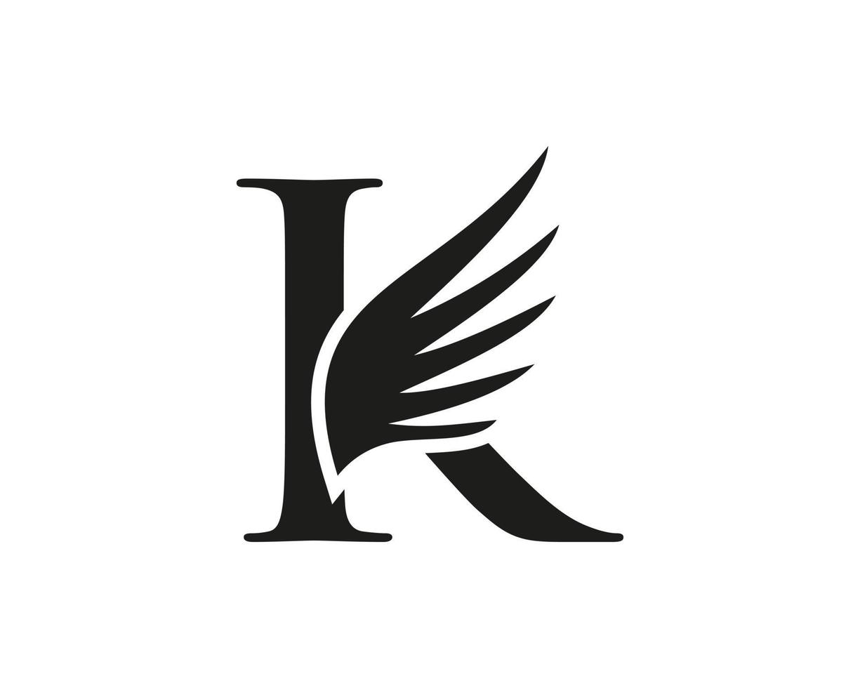 brev k vinge logotyp design vektor mall