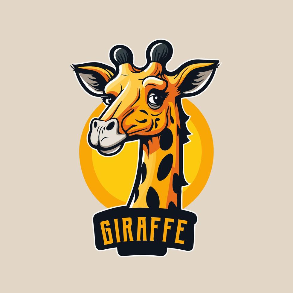 Giraffenkopf-Logo-Design-Maskottchen. Tier-Vektor-Illustration vektor