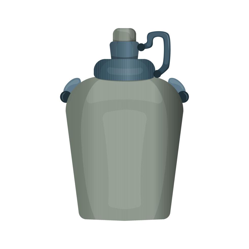 Wasserflasche aus Metall für Camping, Überleben, militärische Ikone. Vektorillustration auf weißem isoliertem Hintergrund. vektor