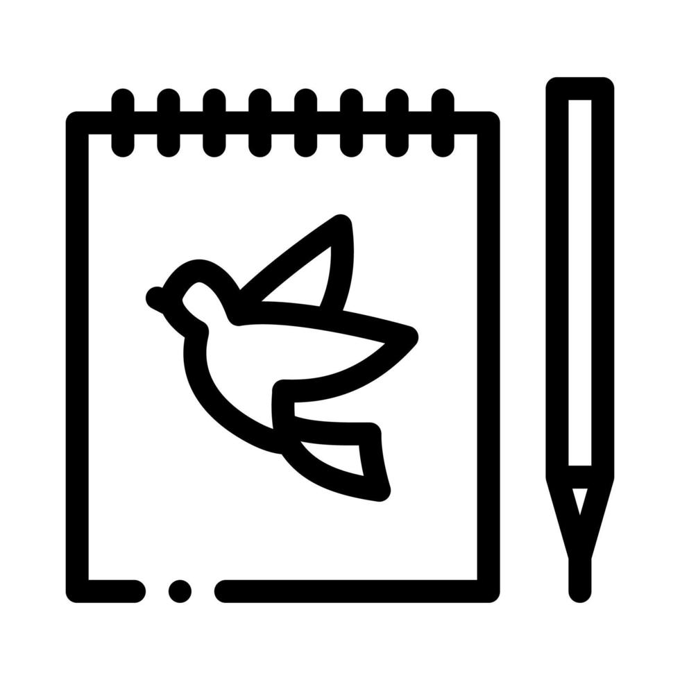 Notebook-Stift-Vogel-Symbol-Vektor-Umriss-Illustration vektor