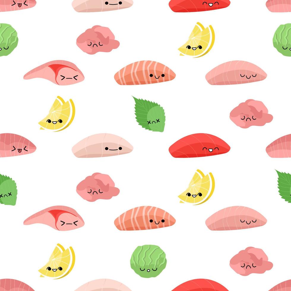 sömlös mönster med sashimi tecken vektor illustration