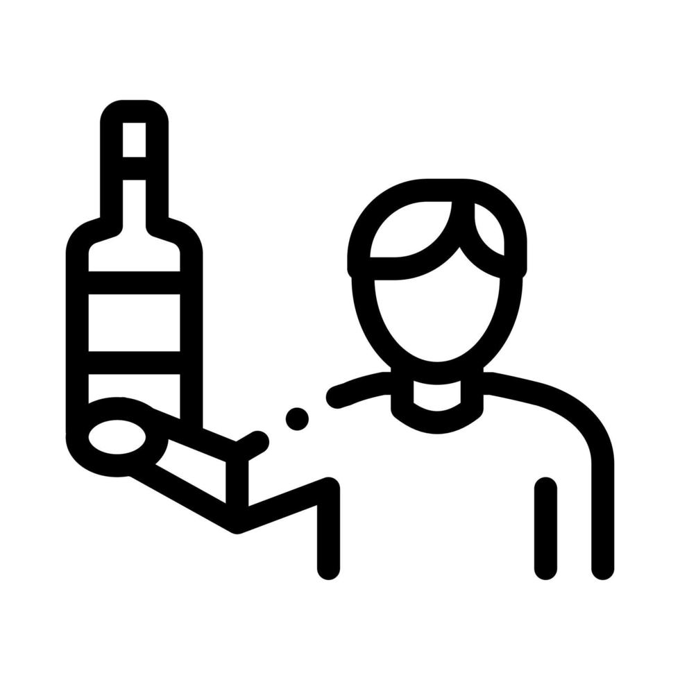 Mann hält Flasche Symbol Vektor Umriss Illustration