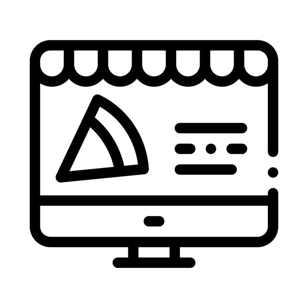 Pizza Website Bestellung Symbol Vektor Umriss Illustration