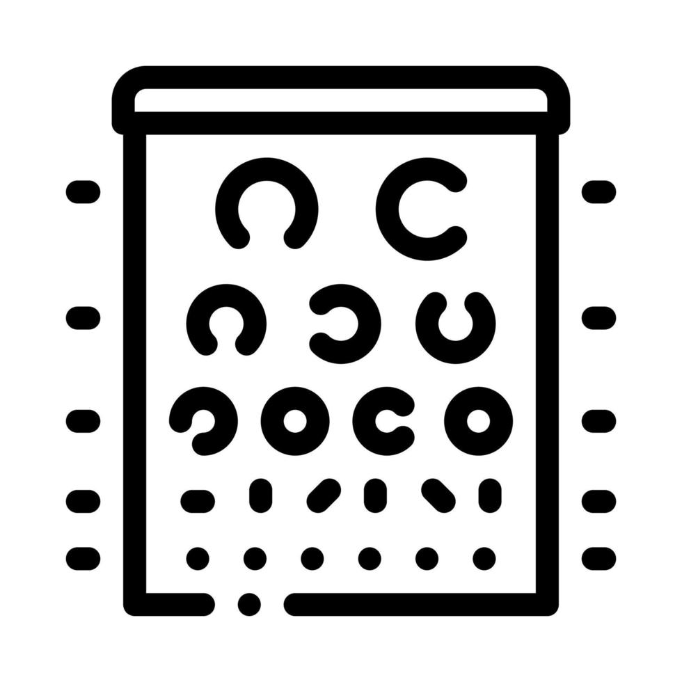 Augen ophthalmologisches Testdiagramm Symbol dünner Linienvektor vektor