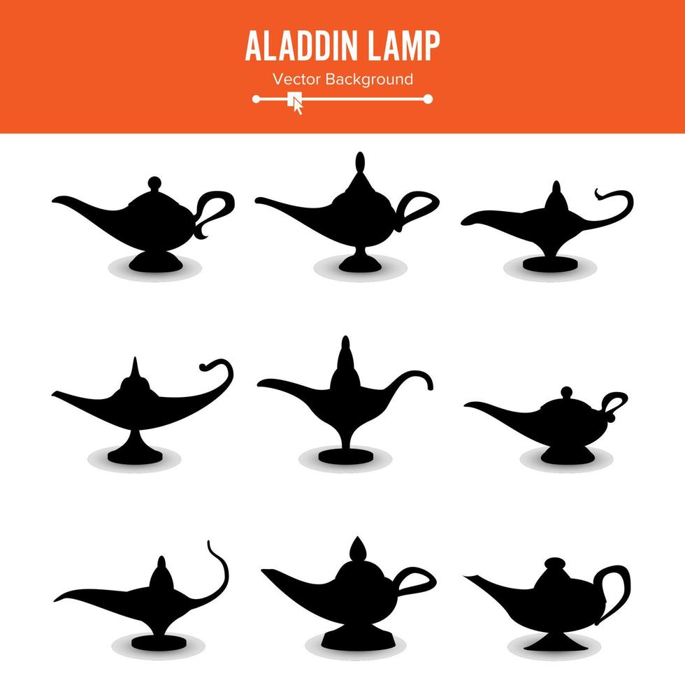 aladdin lampa vektor. uppsättning ikoner aladdins lampa tecken. illustration av önskar och mysterium souvenir vektor