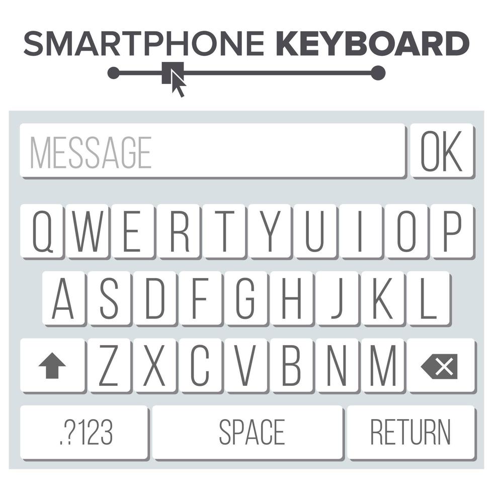 smartphone tangentbord vektor. ABC alfabet knappar. för mobil enhet. vektor platt illustration
