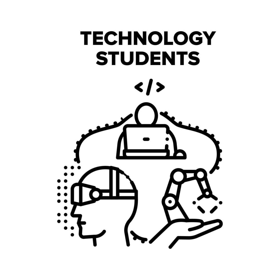 technologiestudenten für studienvektorschwarzillustration vektor