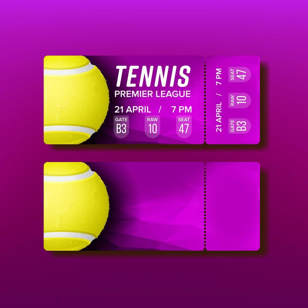 Ticket-Abreißcoupon besuchen Tennismatch-Vektor vektor