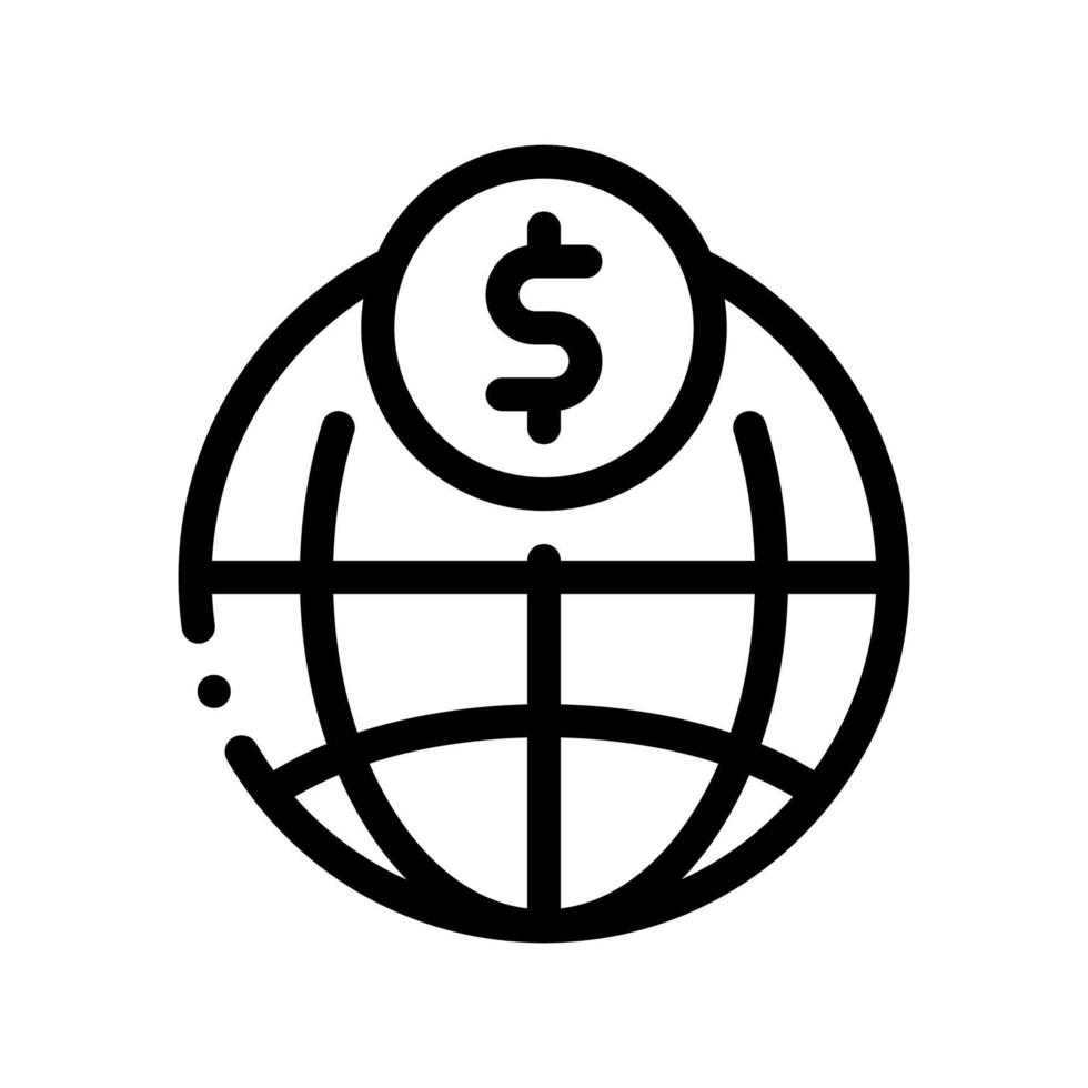 värld betalning mynt överföra vektor tunn linje ikon
