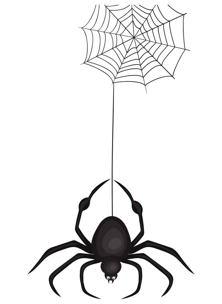 halloween spindeltecknad film med spindelnätdesign vektor