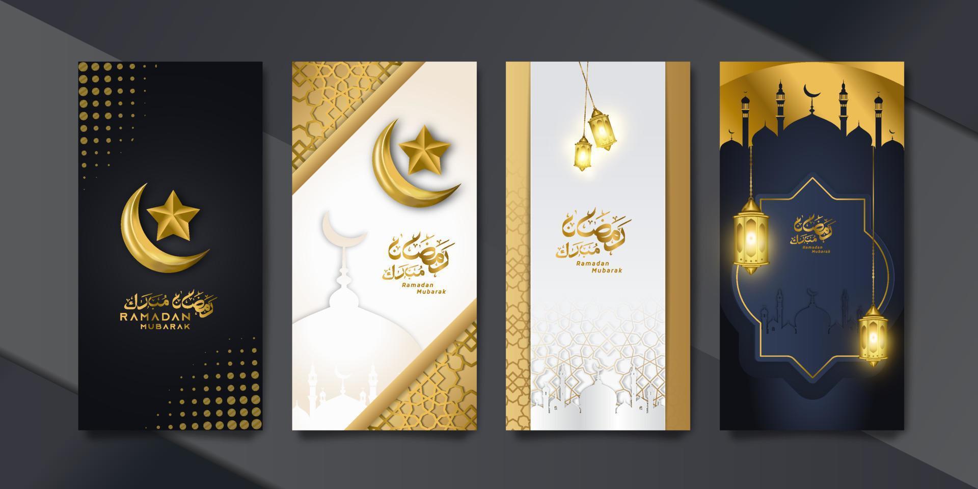 Bundle-Set islamischer Ramadan-Banner mit einem luxuriösen und eleganten Goldkonzept vektor
