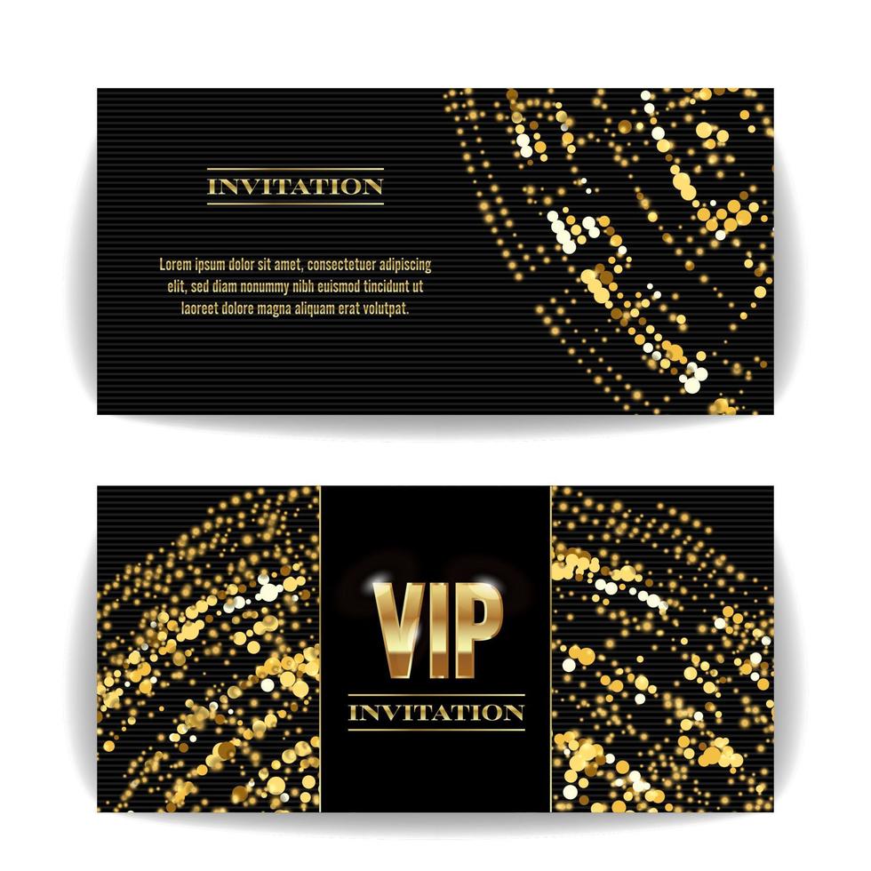 VIP-Einladungskartenvektor. Pailletten runde Punkte. dekorativer Vektorhintergrund. elegante vorlage luxus einladung. vektor