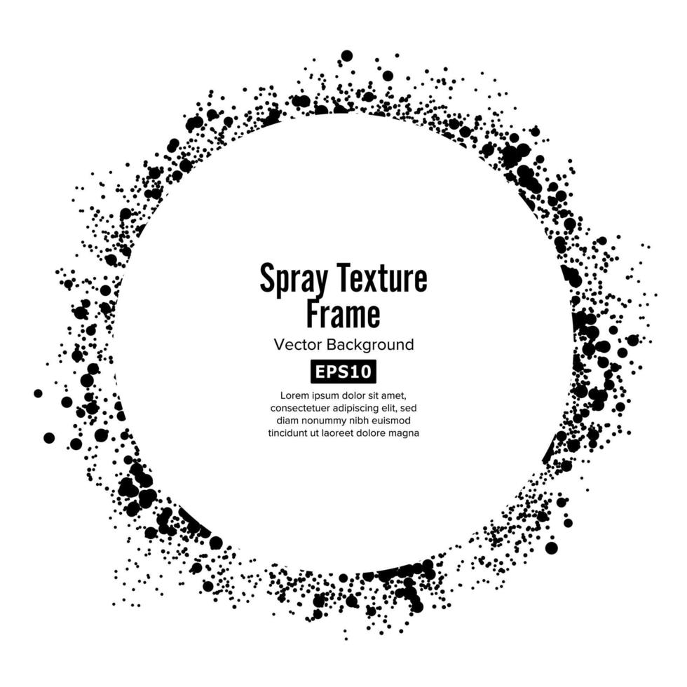 Spray-Textur-Frame-Vektor. Kreis isoliert auf weißem Hintergrund vektor
