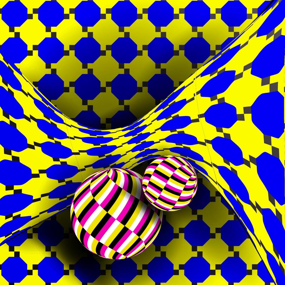 Illusionsvektor. optische 3D-Kunst. Rotationsdynamischer optischer Effekt. Wirbel-Illusion. Wahn, endlos, Irrtum. geometrische magische hintergrundillustration vektor