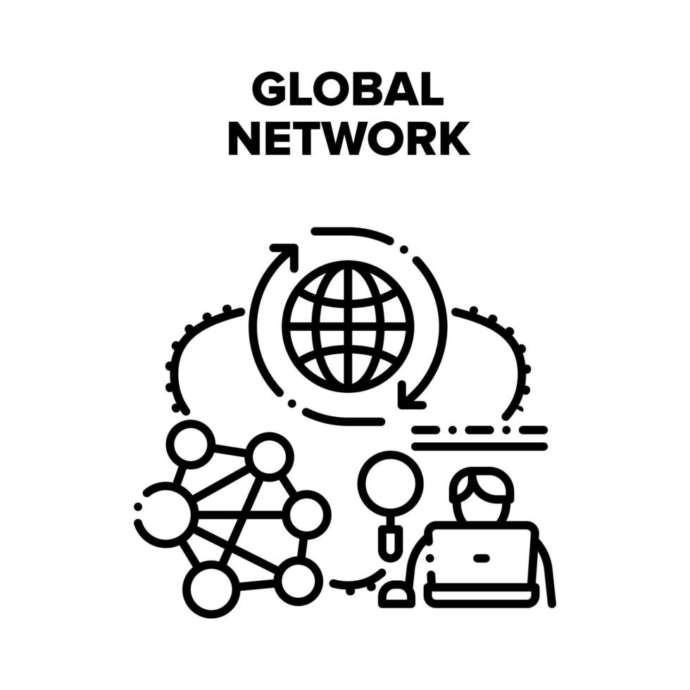 global nätverk vektor svart illustration