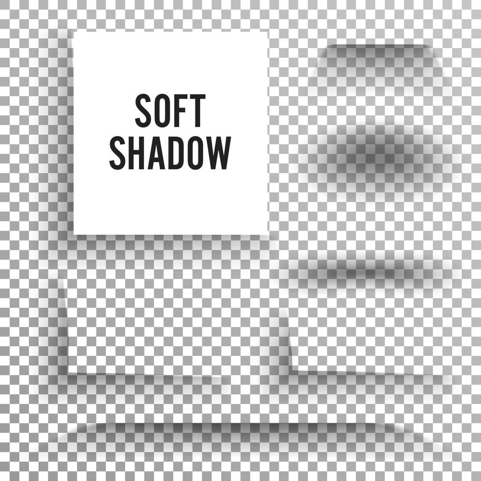 transparent mjuk skugga vektor. uppsättning element med mjuk kanter isolerat på rutig bakgrund. slät under runda fyrkant. element för produkt design vektor