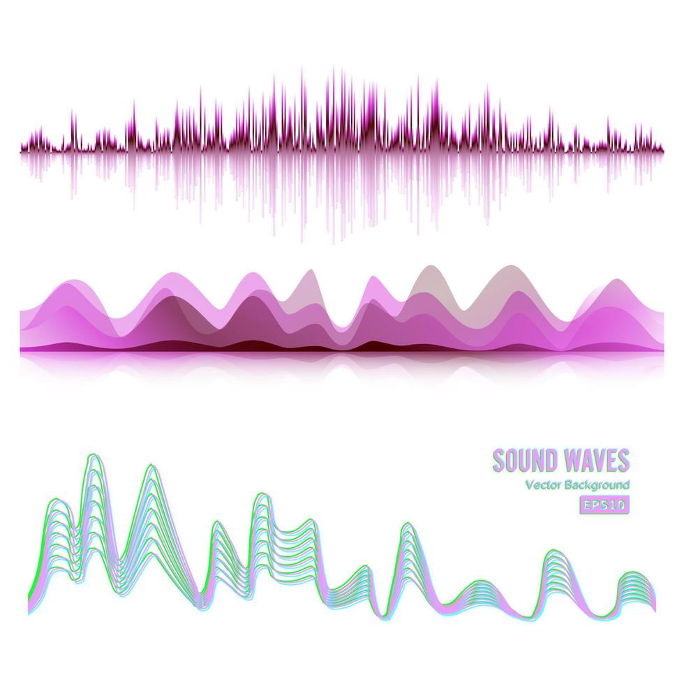 Musikschallwellen pulsieren abstrakten Vektor. Abbildung des Equalizers für digitale Frequenzspuren vektor