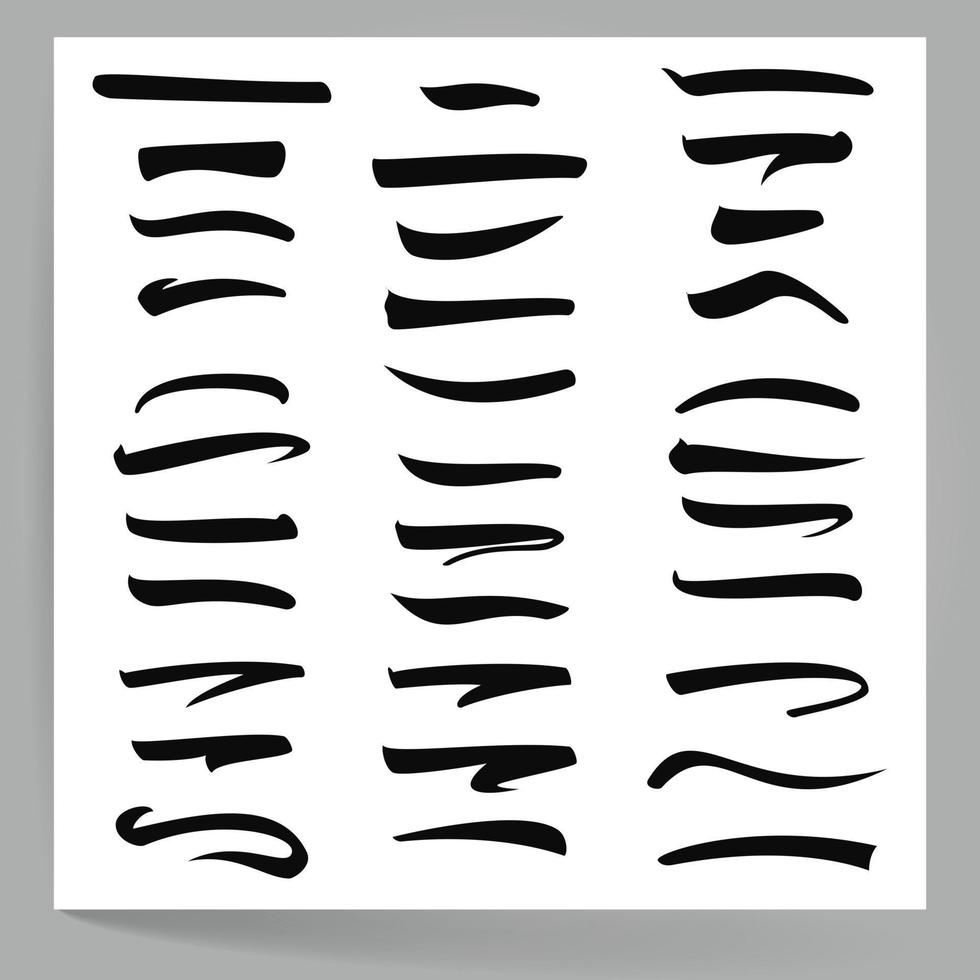 uppsättning av hand text understryker rader isolerat på vit, vektor illustration penna linje.