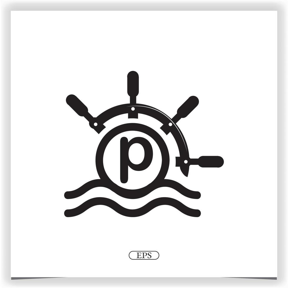 Ozean Buchstabe p Logo Premium elegante Vorlage Design Vektor eps 10