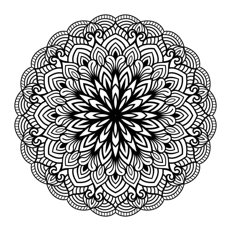 mandala blommig färg sida interiör, hand dragen skisse mandala linje konst klotter för färg sida vektor