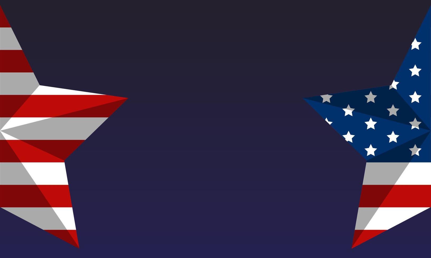 närbild av amerikan USA flagga med stjärna form, förenad stater av Amerika på blå bakgrund vektor