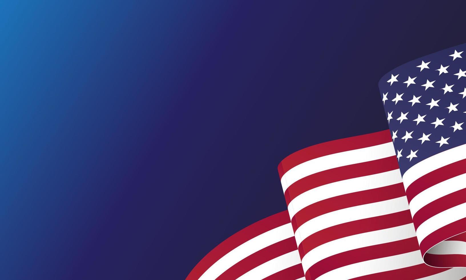 schwenkende Flagge der Vereinigten Staaten. illustration der gewellten amerikanischen flagge für den unabhängigkeitstag. amerikanische flagge auf transparenter hintergrundvektorillustration. uns, usa, banner. vektor