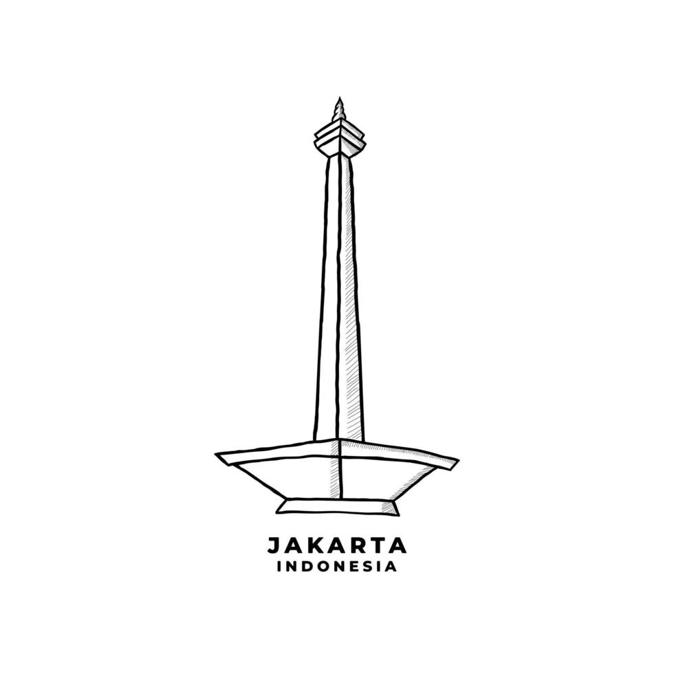 nationell monument jakarta indonesien vektor. historisk byggnad i jakarta ikon tecknad serie illustration vektor