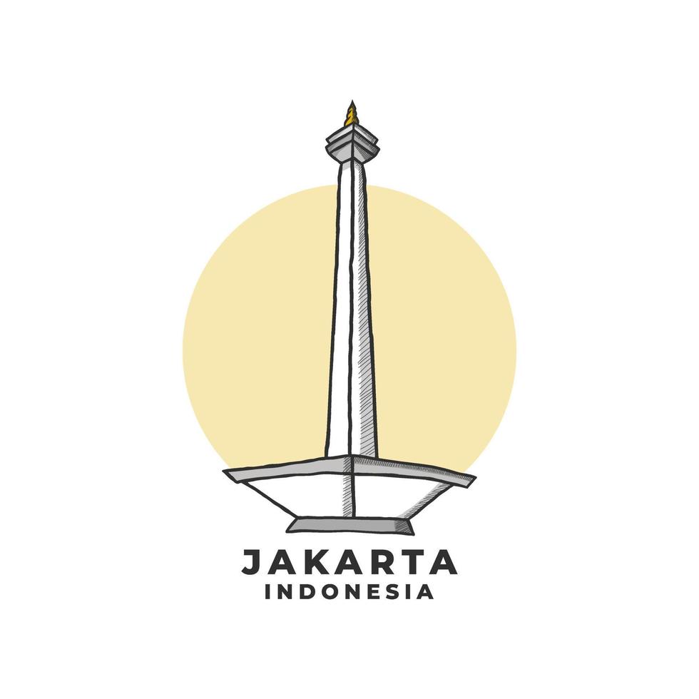 nationell monument jakarta indonesien vektor. historisk byggnad ikon tecknad serie illustration vektor