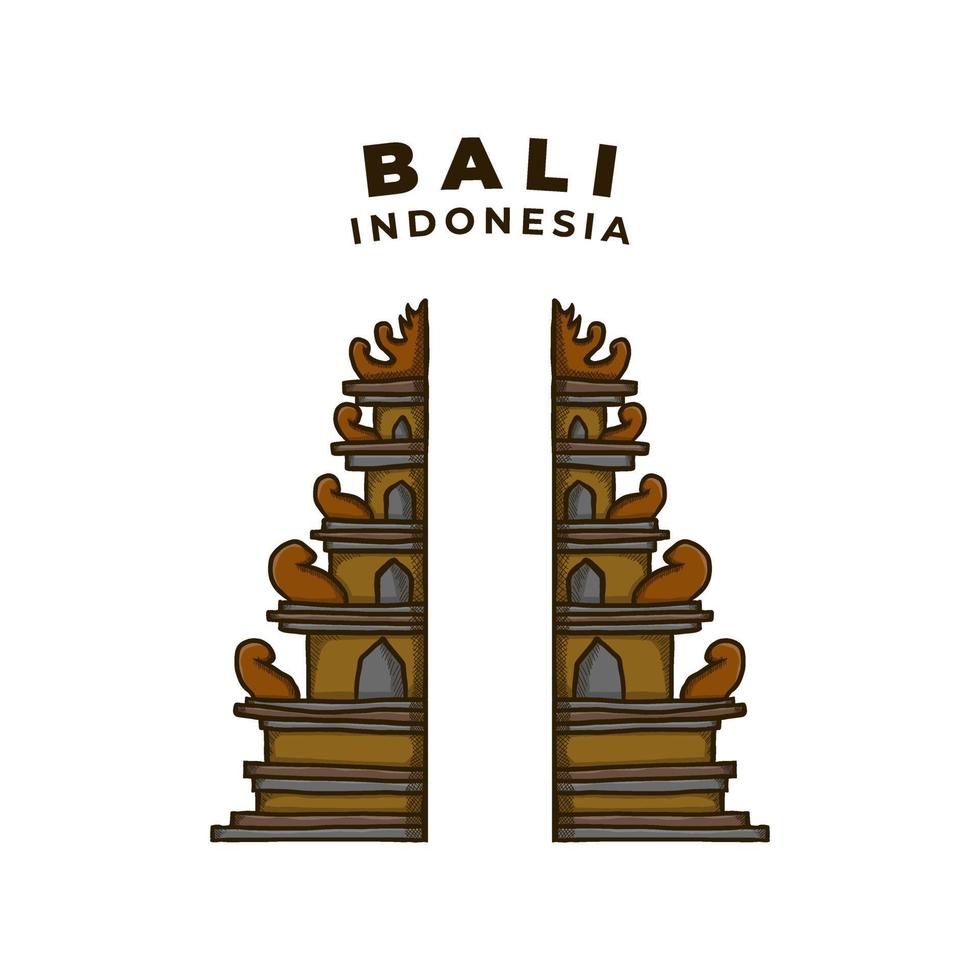 bali indonesien helgedom landmärke illustration. tempel turism religiös arv ikon vektor. bali ö destination ikon symbol bakgrund vektor
