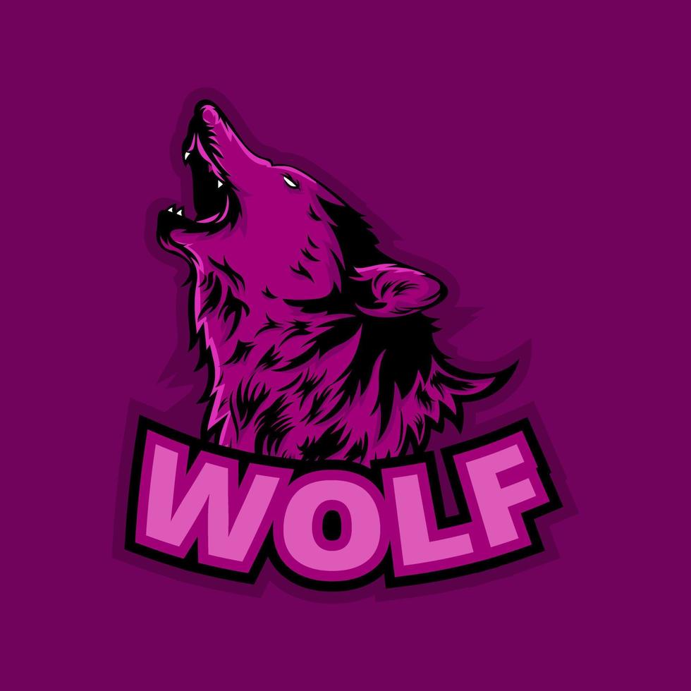 Wolf-Tier-Logo-Sportteam. maskottchen wolfskopf cartoon esport symbol. Wilde und wütende Tierfauna-Maskottchen-Vektorillustration vektor