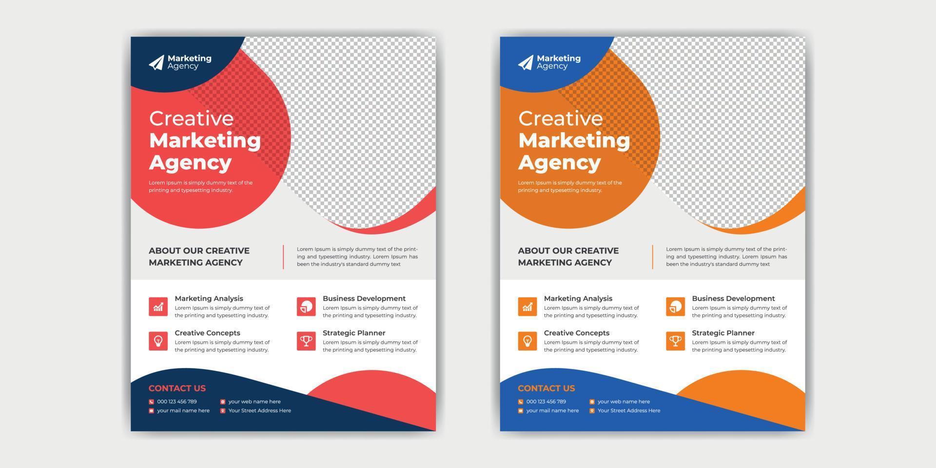 Flyer für Agenturen für digitales Marketing und Flyer-Vorlage für Firmenkunden vektor