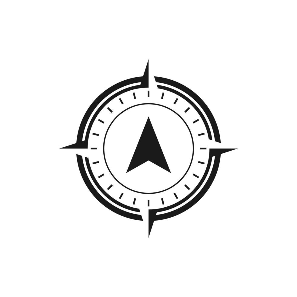 kompass vektor svart och vit logotyp mall