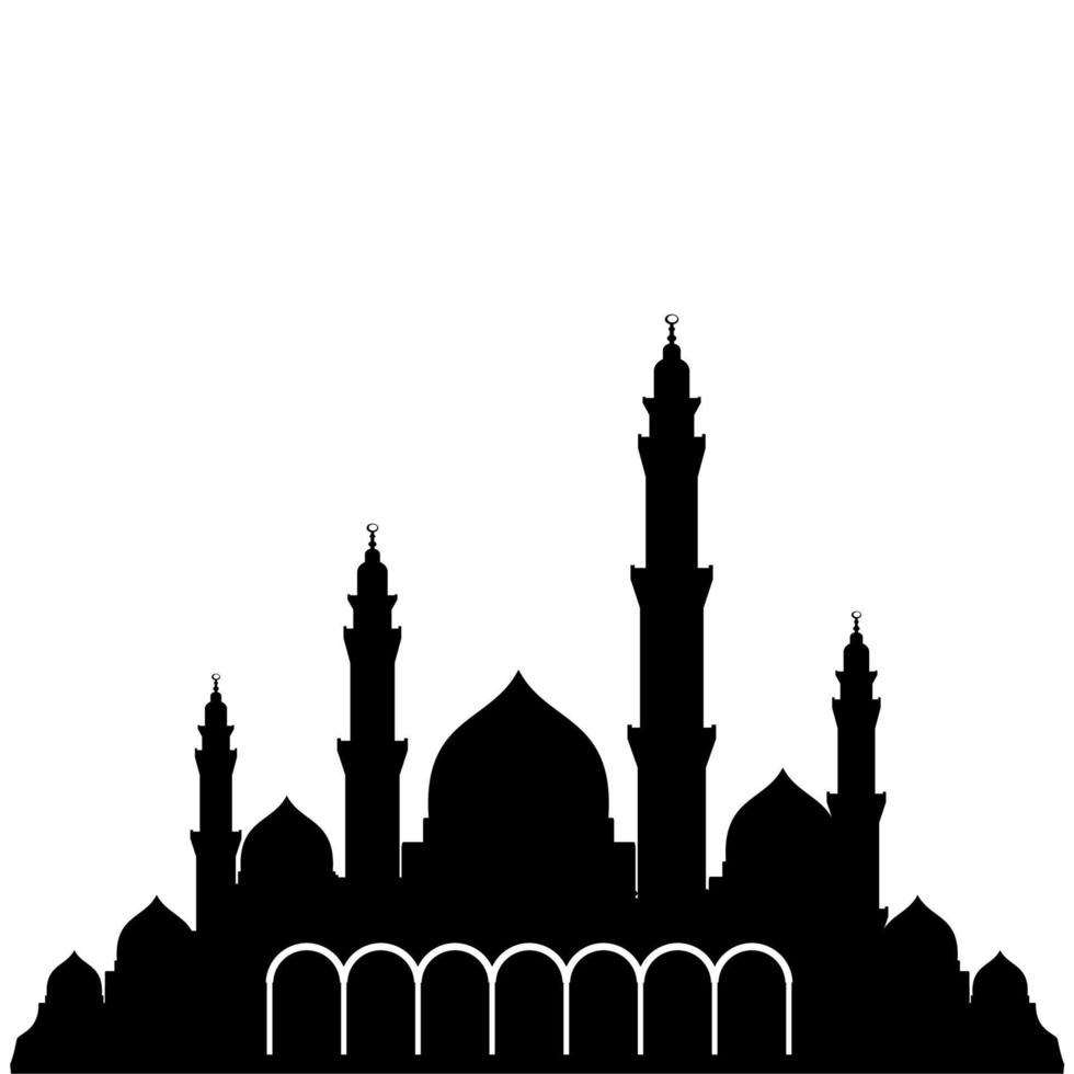 Moschee-Silhouette-Symbol-Logo-Vorlage, Moschee-Symbol-Vektor-Illustration-Design-VorlageMoschee-Silhouette-Symbol-Logo-Vorlage, Moschee-Symbol-Vektor-Illustration-Design-Vorlage Schwarz-Weiß-Minimalist vektor