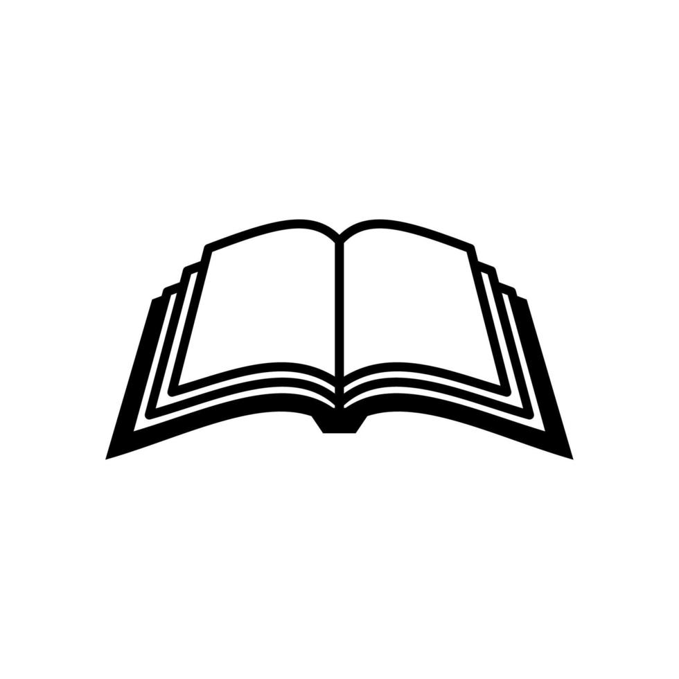 Öffnen Sie die Vorlage für Buchvektorsymbole in Schwarz und Weiß. Buchsymbol modern vektor