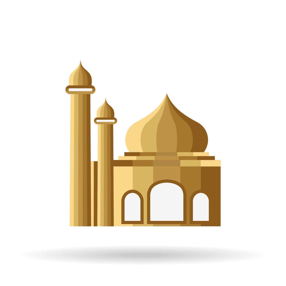 Vektor des flachen Designs der Moschee. Moschee-Symbol Gold.
